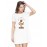 Women's Cotton Biowash Graphic Printed T-Shirt Dress with side pockets - Chai Is Fuel