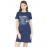 Women's Cotton Biowash Graphic Printed T-Shirt Dress with side pockets - Coffee Or Cardio