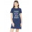 Women's Cotton Biowash Graphic Printed T-Shirt Dress with side pockets - Cute Outside Devil Inside