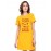 Women's Cotton Biowash Graphic Printed T-Shirt Dress with side pockets - Cute Outside Devil Inside