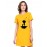 Women's Cotton Biowash Graphic Printed T-Shirt Dress with side pockets - Doggy Girl