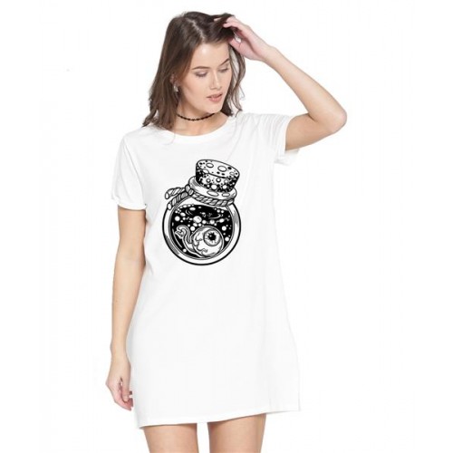Eye Pot Graphic Printed T-shirt Dress