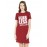 Women's Cotton Biowash Graphic Printed T-Shirt Dress with side pockets - Fearless Personality