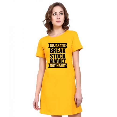 Gujaratis Break Stock Market Not Heart Graphic Printed T-shirt Dress