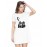 Women's Cotton Biowash Graphic Printed T-Shirt Dress with side pockets - Haanji Hello