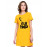 Women's Cotton Biowash Graphic Printed T-Shirt Dress with side pockets - Haanji Hello