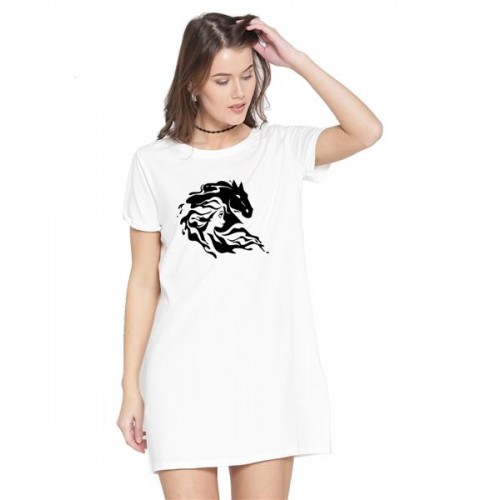 Horse Snow Graphic Printed T-shirt Dress