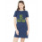 Women's Cotton Biowash Graphic Printed T-Shirt Dress with side pockets - Hug The Dog