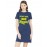Women's Cotton Biowash Graphic Printed T-Shirt Dress with side pockets - I Find Attention