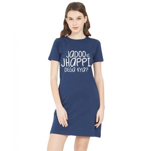 Women's Cotton Biowash Graphic Printed T-Shirt Dress with side pockets - Jadoo Ki Jhappi