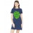 Women's Cotton Biowash Graphic Printed T-Shirt Dress with side pockets - Jaisi Duniya Waise Hum