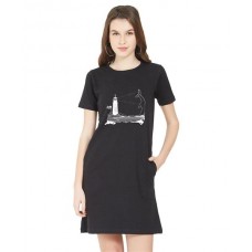 Lighthouse Fish Graphic Printed T-shirt Dress