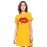 Women's Cotton Biowash Graphic Printed T-Shirt Dress with side pockets - Lip Smacking