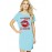 Women's Cotton Biowash Graphic Printed T-Shirt Dress with side pockets - Lipstick Shade 