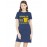Women's Cotton Biowash Graphic Printed T-Shirt Dress with side pockets - Looking For True Friends