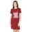 Women's Cotton Biowash Graphic Printed T-Shirt Dress with side pockets - Lot Cooler On Internet