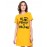 Women's Cotton Biowash Graphic Printed T-Shirt Dress with side pockets - Makeup Is Melting