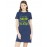 Women's Cotton Biowash Graphic Printed T-Shirt Dress with side pockets - Mute Sound Talking