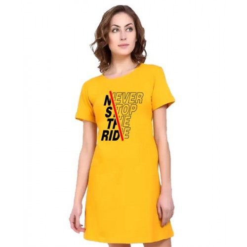 Never Stop The Ride Graphic Printed T-shirt Dress
