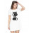 Women's Cotton Biowash Graphic Printed T-Shirt Dress with side pockets - Phone Off On