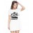 Women's Cotton Biowash Graphic Printed T-Shirt Dress with side pockets - Queens Born In Aug