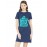 Women's Cotton Biowash Graphic Printed T-Shirt Dress with side pockets - Running Late My Cardio