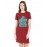 Women's Cotton Biowash Graphic Printed T-Shirt Dress with side pockets - Running Late My Cardio