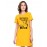 Women's Cotton Biowash Graphic Printed T-Shirt Dress with side pockets - Save Water Beer Bath