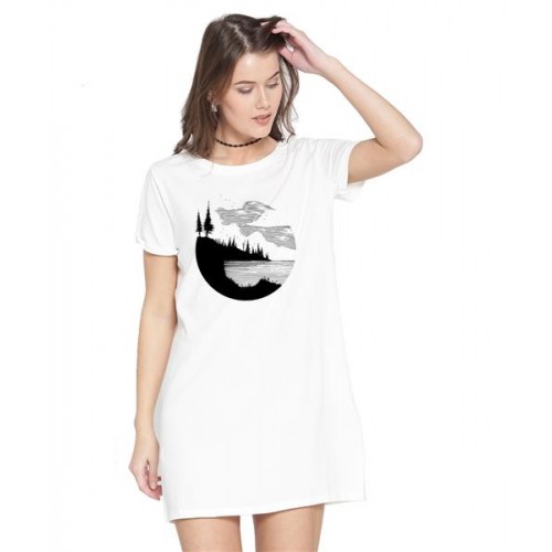Sea Tree Graphic Printed T-shirt Dress