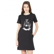 Skull Planets Graphic Printed T-shirt Dress