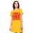 Women's Cotton Biowash Graphic Printed T-Shirt Dress with side pockets - Small Big Difference