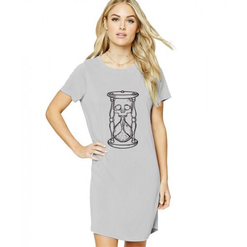 Time Sand Skull Graphic Printed T-shirt Dress
