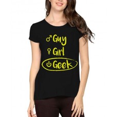 Guy Girl Geek Graphic Printed T-shirt