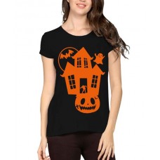 Halloween Haunted House Graphic Printed T-shirt