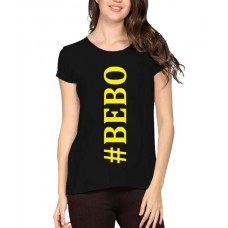 Women's Cotton Biowash Graphic Printed Half Sleeve T-Shirt - Hashtag Bebo