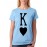 Women's Cotton Biowash Graphic Printed Half Sleeve T-Shirt - Hearts King