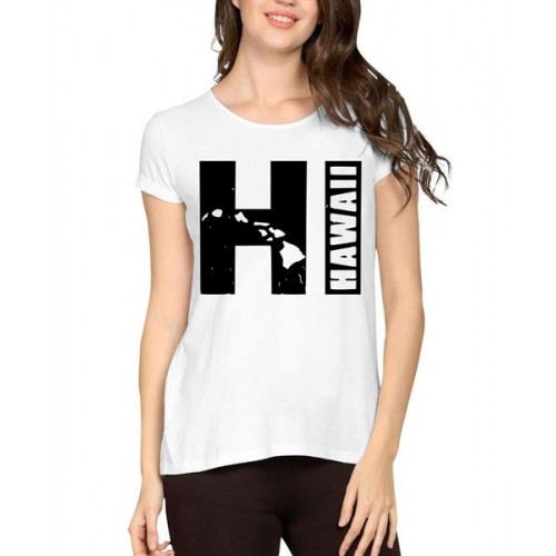 Women's Cotton Biowash Graphic Printed Half Sleeve T-Shirt - Hi Hawali