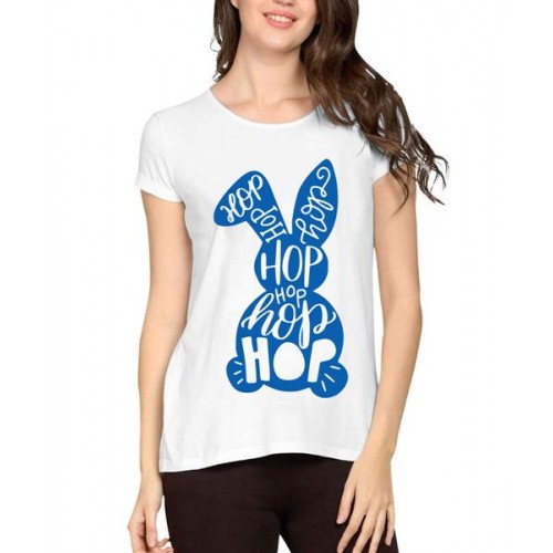 Women's Cotton Biowash Graphic Printed Half Sleeve T-Shirt - Hip Hop Bunny