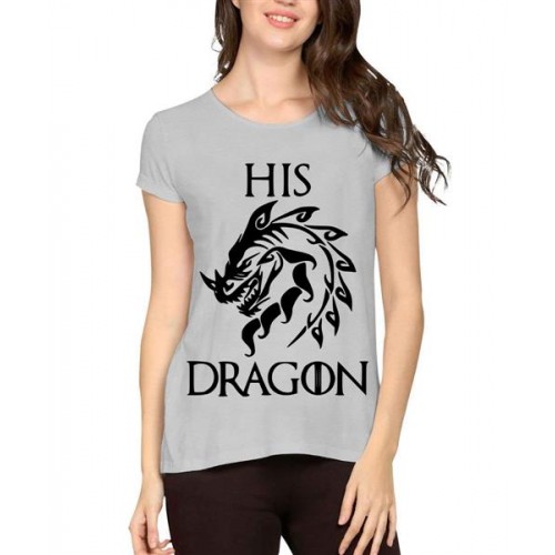 Women's Cotton Biowash Graphic Printed Half Sleeve T-Shirt - His Dragon