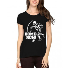 Women's Cotton Biowash Graphic Printed Half Sleeve T-Shirt - Home Run