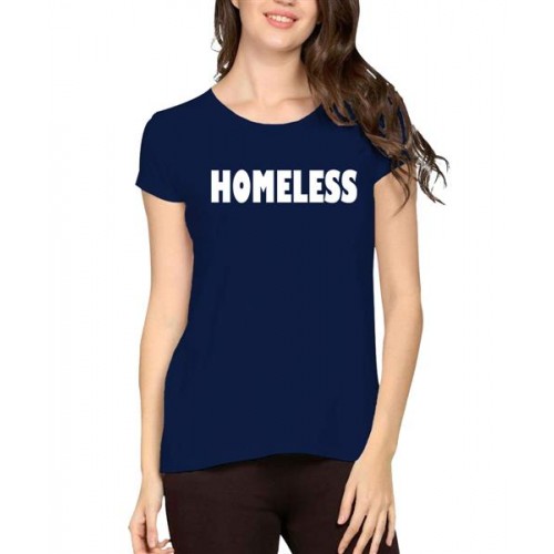 Women's Cotton Biowash Graphic Printed Half Sleeve T-Shirt - Homeless
