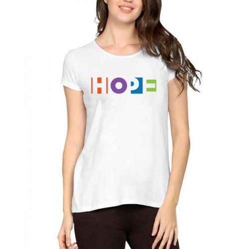 Women's Cotton Biowash Graphic Printed Half Sleeve T-Shirt - Hope