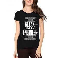 Women's Cotton Biowash Graphic Printed Half Sleeve T-Shirt - I Relax Engineer