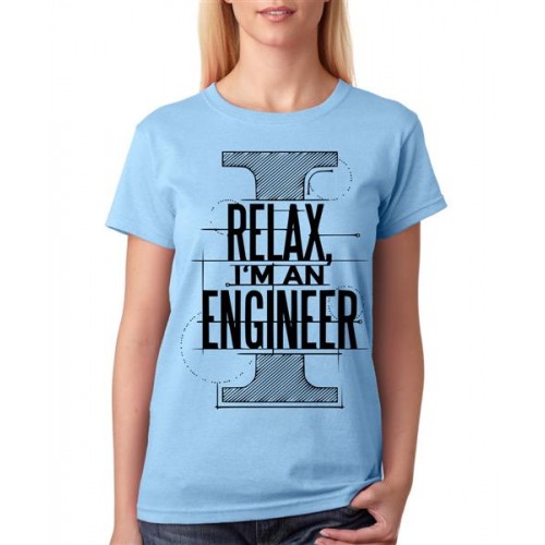 Women's Cotton Biowash Graphic Printed Half Sleeve T-Shirt - I Relax Engineer