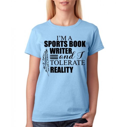 Women's Cotton Biowash Graphic Printed Half Sleeve T-Shirt - I'm A Book Writer