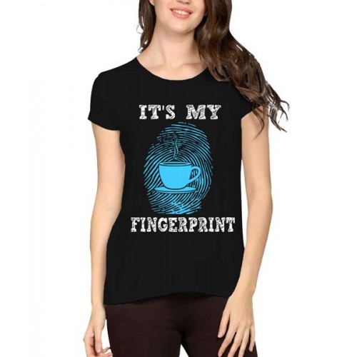Women's Cotton Biowash Graphic Printed Half Sleeve T-Shirt - It's My Tea Fingerprint