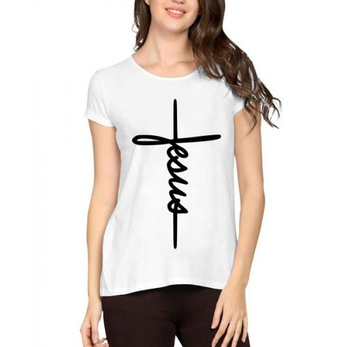 Jesus Cross Calligraphy Graphic Printed T-shirt