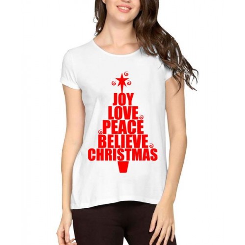 Joy Love Peace Belive Christmas Graphic Printed T-shirt