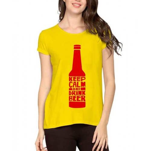 Keep Calm And Drink Beer Graphic Printed T-shirt