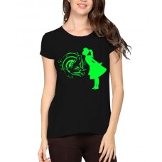 Women's Cotton Biowash Graphic Printed Half Sleeve T-Shirt - Kissing Frog